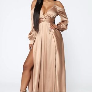 Gold Brown Satin Dress